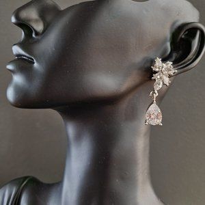 Cz teardrop cluster earrings